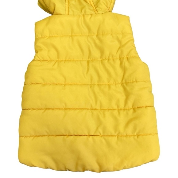 Little Me Yellow Navy Tiger Printed Hooded Puffer Vest Fleece Lined Unisex Sz 2T - Picture 4 of 10
